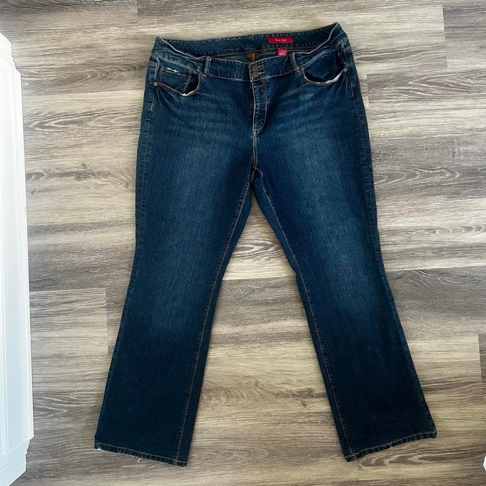 Seven7 Women Bootcut Jeans Size 24 Blue Curvy Denim Dark Wash 90s Style